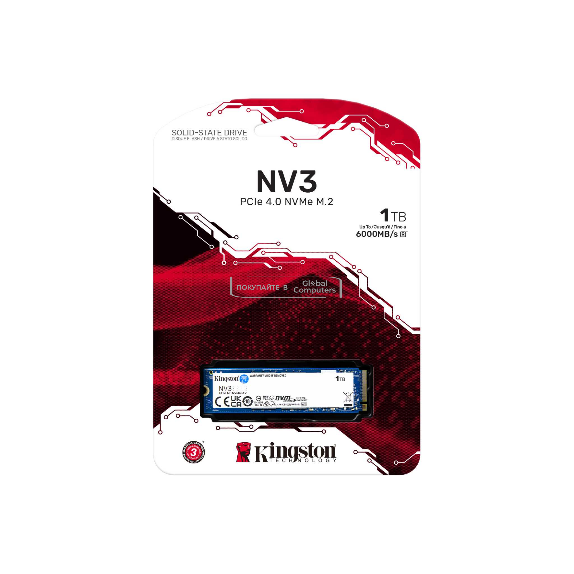 Kingston NV3 PCIe 4.0 NVMe M.2 1TB SSD SNV3S/1000G фото